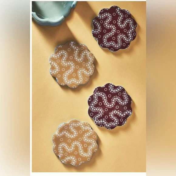 Anthropologie Matilda Goad & Co Scalloped Coaster Set - Picture 3 of 13